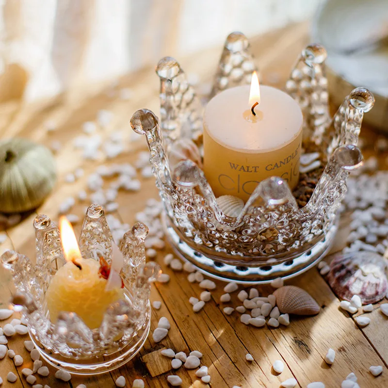 Hot Sale Custom Clear Glass Jar Candle Containers for Candles Wholesale Crown