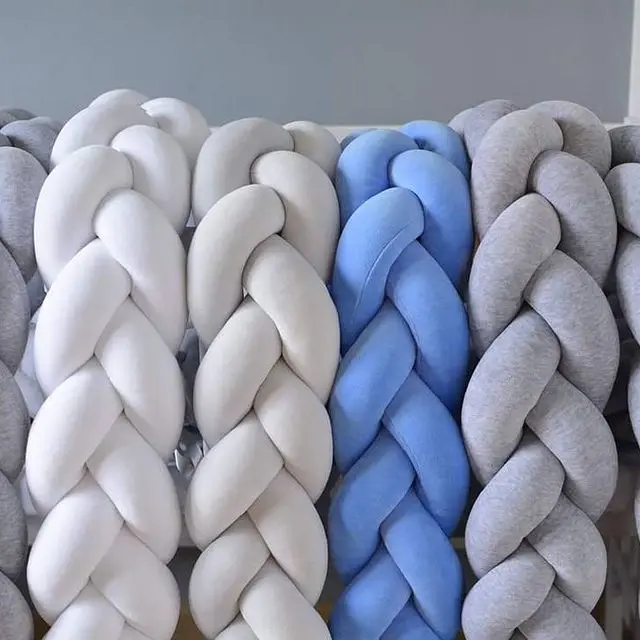 Snoozzz 2021 Knot crib protector bumper 6 4 2 braided baby bed bumper for crib