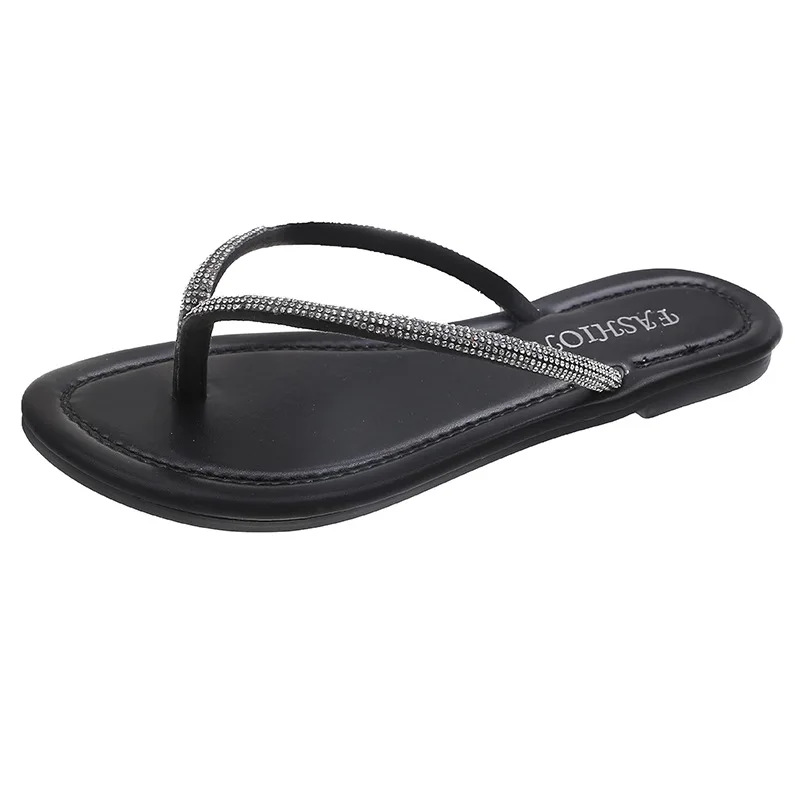 35-43 foreign trade plus size rhinestone flip flops 2023 flat small internet red flip-flops wholesale and retail shoes