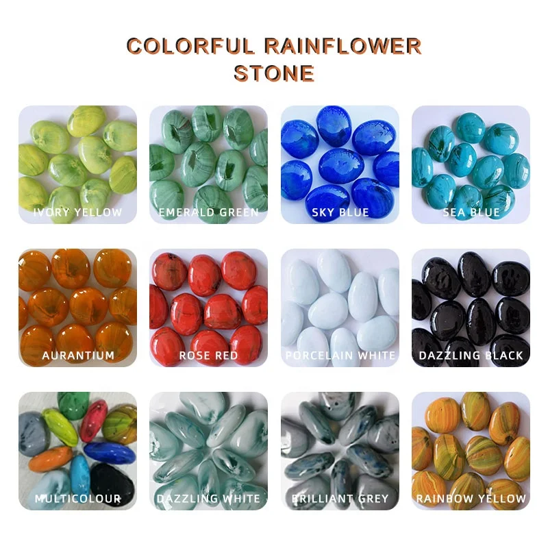 Colorful stones Colorful riverstone pebble Yuhua stone agate glass stone for road paving decoration Dig for treasure