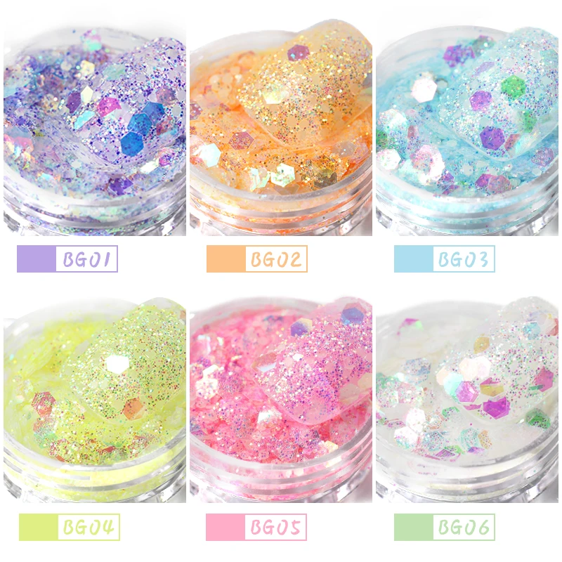 Luminous Nail Glitter Sequins 6 Colors Nail Art Stickers Shinning Colorful Confetti Manicure Tips Decorations For Nail Design