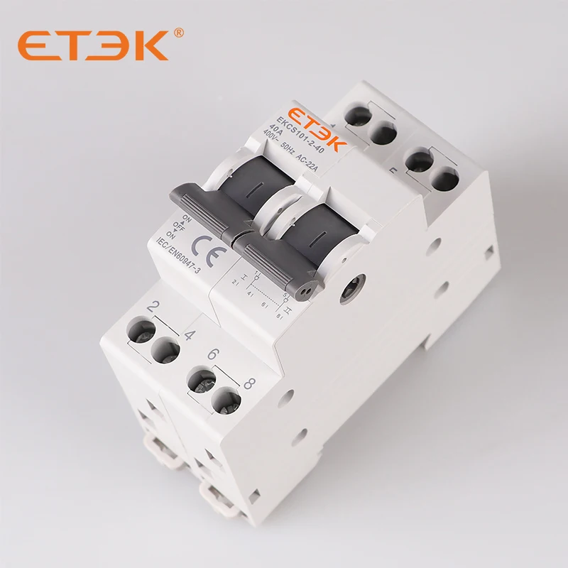ETEK EKCS101 max.63 A Din Rail MTS двойной переключатель питания ручной модульный блокировки