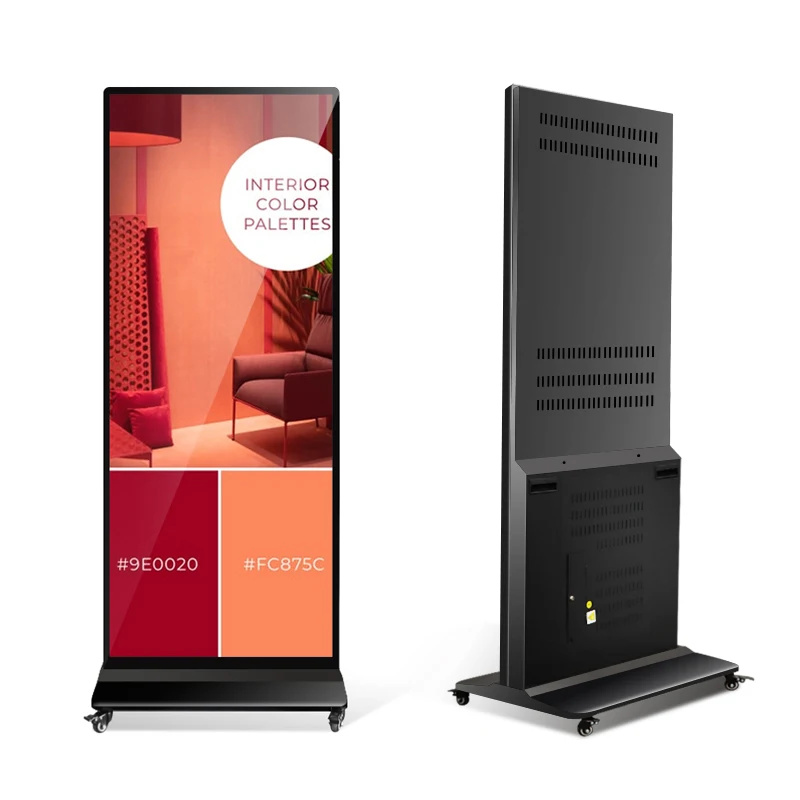 The Latest 4K HD Floor Standing 75 Inch Advertising Full Screen Vertical Digital Signage Android Touch LCD Totem Stand Display