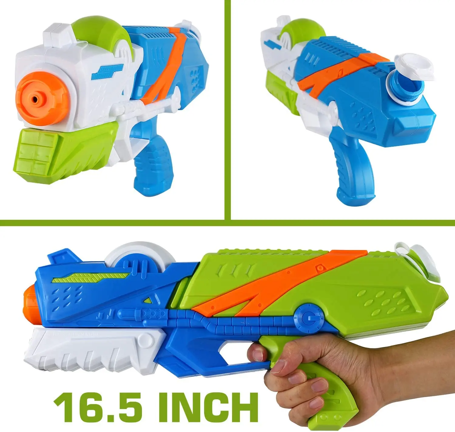 1000ML Water Blasting Gun Pump Pressure Water Soaker Squirt Guns Blaster Toys Water for Kids, Shoot 9M