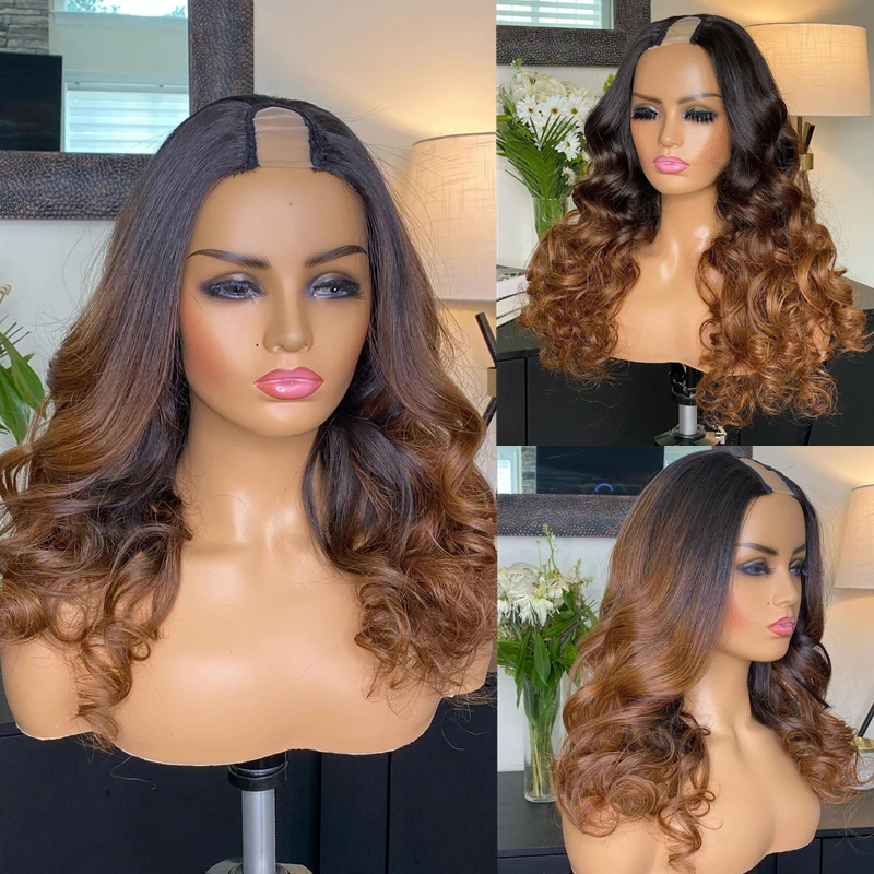Cheap V part wig v-part U part wig cap no glue no leave out human hair glueless for black women 150% 180% 250%