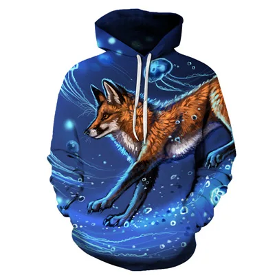 Hot Sale OEM Custom Fashion Anime Pullover Full Sublimation 3D Animal Print Men Sweatshirts Hoodies