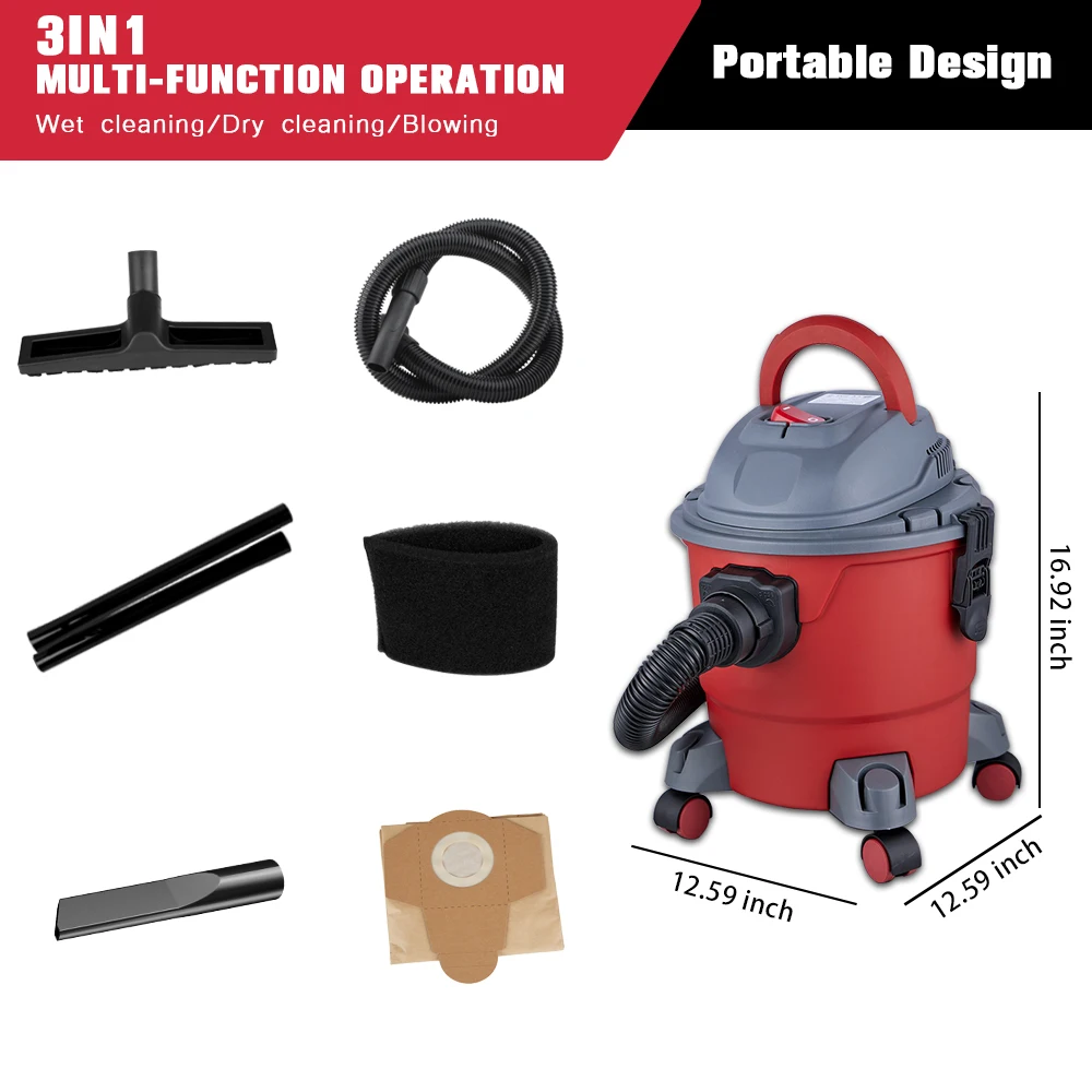 
Jienuo 15L Carpet cleaning machines wet dry vacuum cleaner 1200w with PP tank 