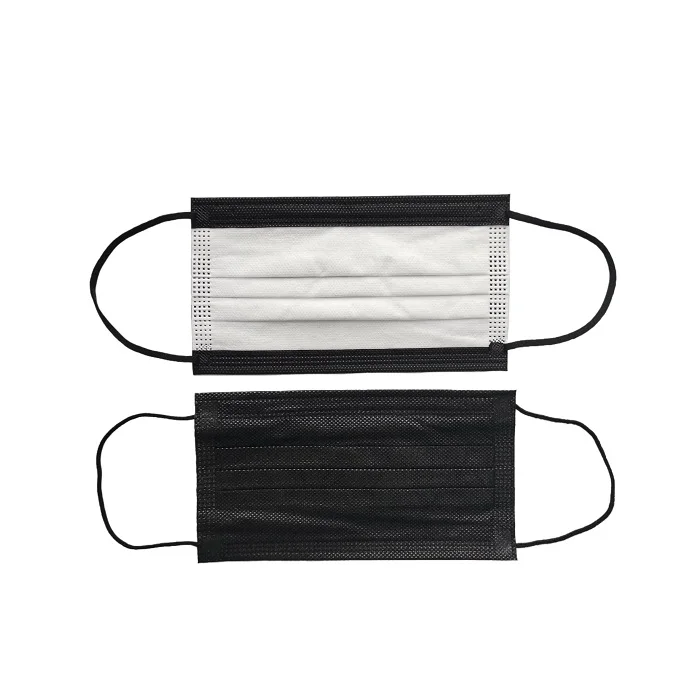 Civil protective 3ply nonwoven disposable black mask filter protection breathable surgical medical mask with elastic earloops