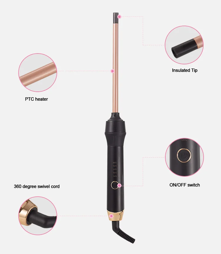 Wenzhou SHENYUAN Accept OEM ODM 3/8 Inch Thin chopstick curler Curling Iron Hair Wand Curler  Tight Curls Wand