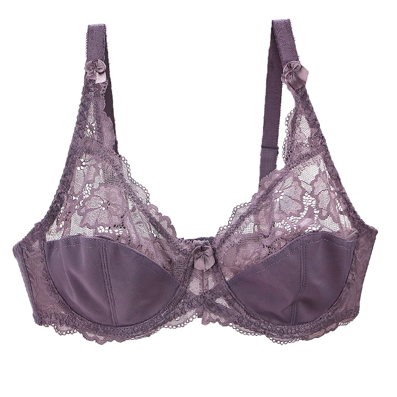 YCH lace ultra-thin bra sexy steel ring gathered adjustable transparent breathable support ladies bra