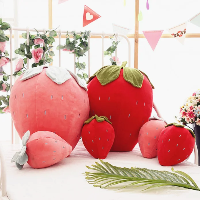 Hot Sale Super Cute Strawberry Fruit Multi-size Soft Plush Doll Cushion Pillow Stuffed Toys