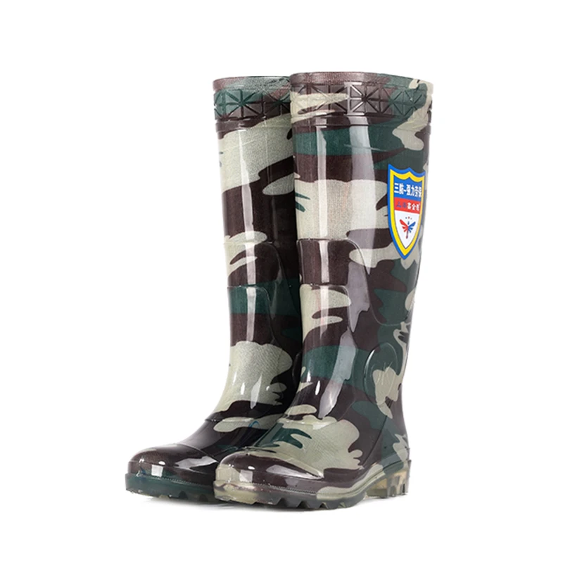 High quality wholesale labor galoshes for men in green camouflage Wellington hunting boots waterproof