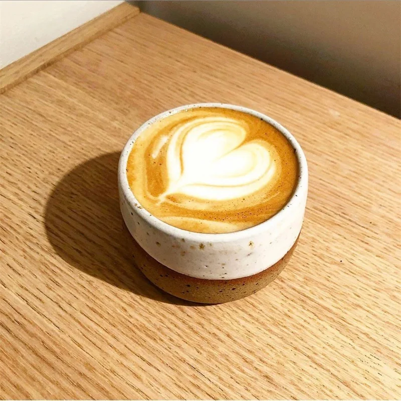 New arrival double color design mini espresso coffee tea mug matte stoneware mug without handleTumbler Handmade Beaker Drinkware