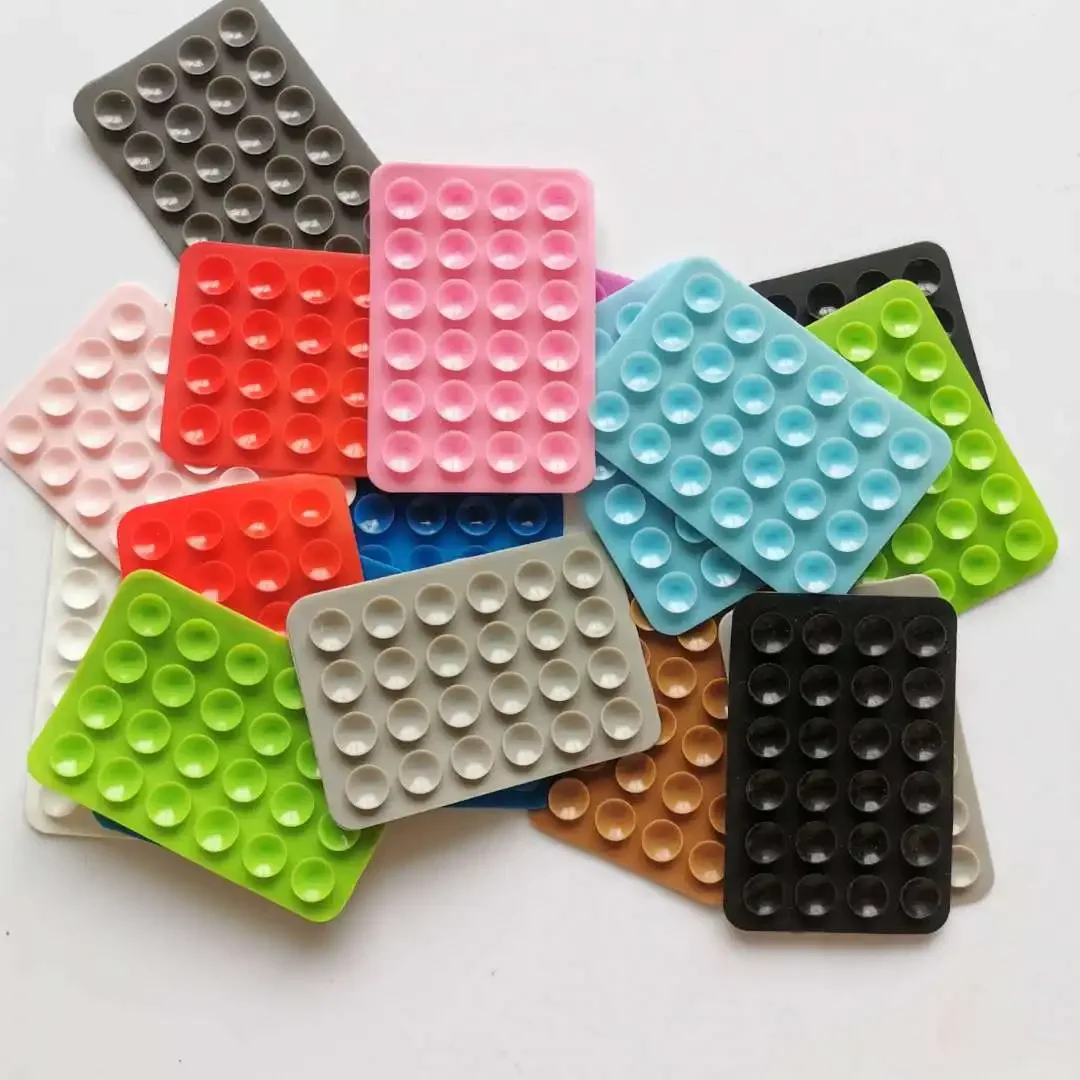 Silicone Holders 6pcs Mini Suction Anti-Slip Mobile Phone Holder with Adhesive Single- Sided Mat 24 Suckers