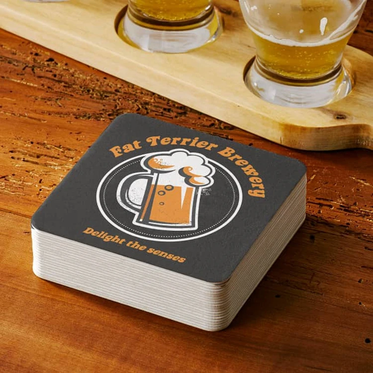Absorbent Paper Coaster Circle Square Beer Mat Coaster 90MM Printing Corporate Gift Pulp Cardboard Paper Coaster