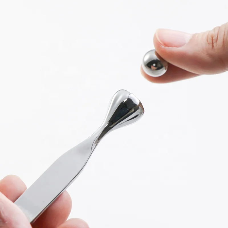 Luxury Mini Metal Eye Massage Spoons Scoop 70mm Mask Spoon with Magnetic ball