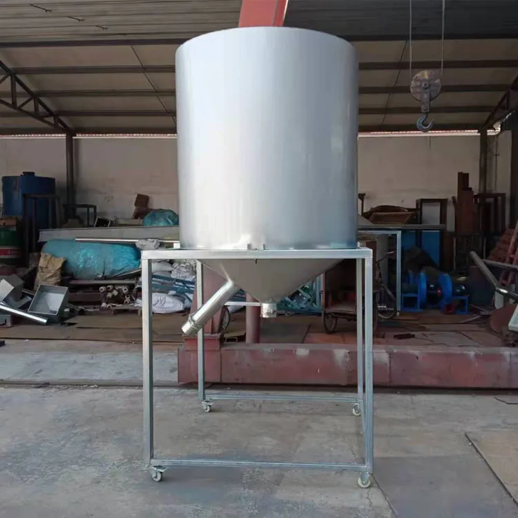 big stainless steel plastic granules silo with automatic conveyor