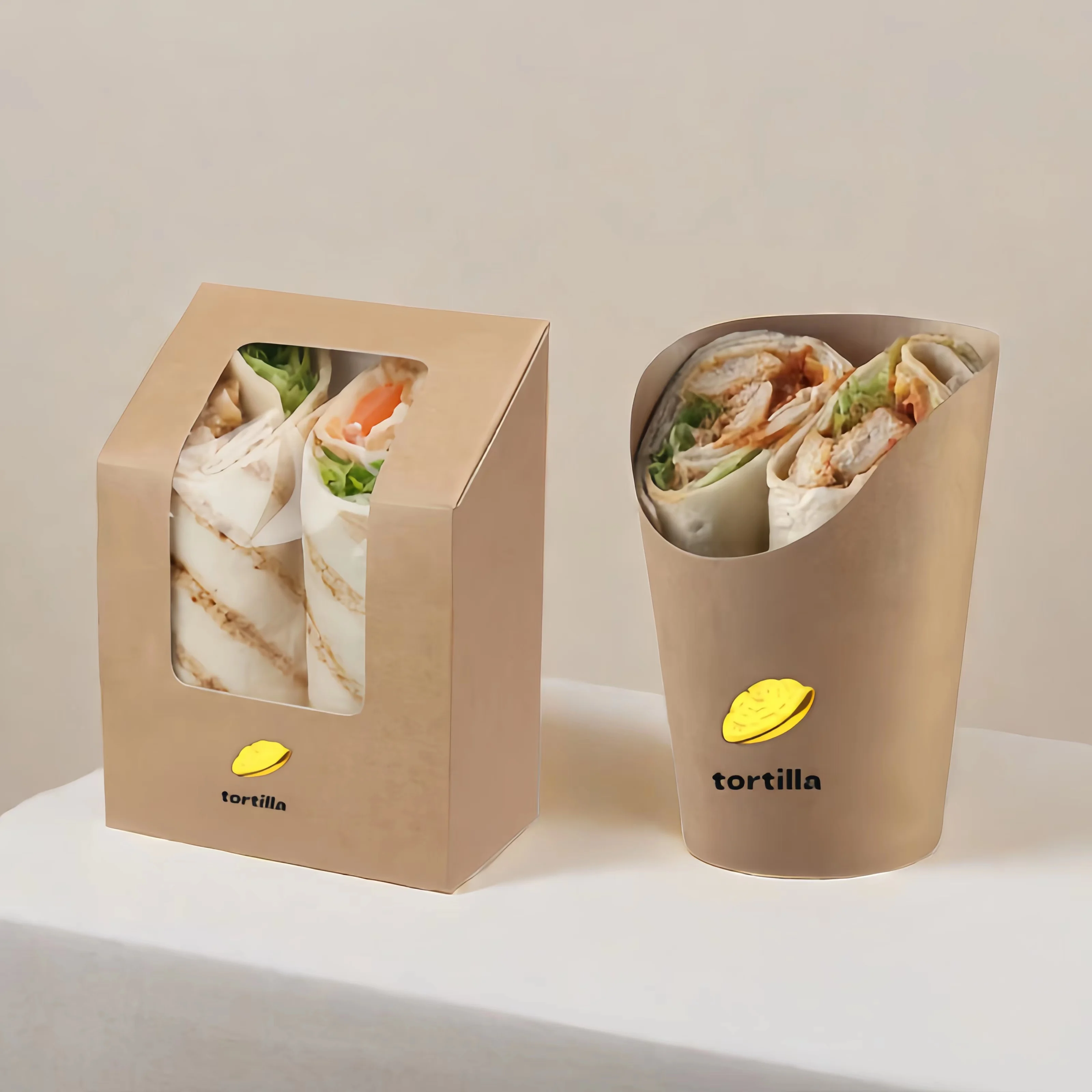 Custom Design Pita Bags for packaging Kraft Paper Burrito Snack Bags Delivery Box Taco Paper Brown Corn Tortilla Bags Floders