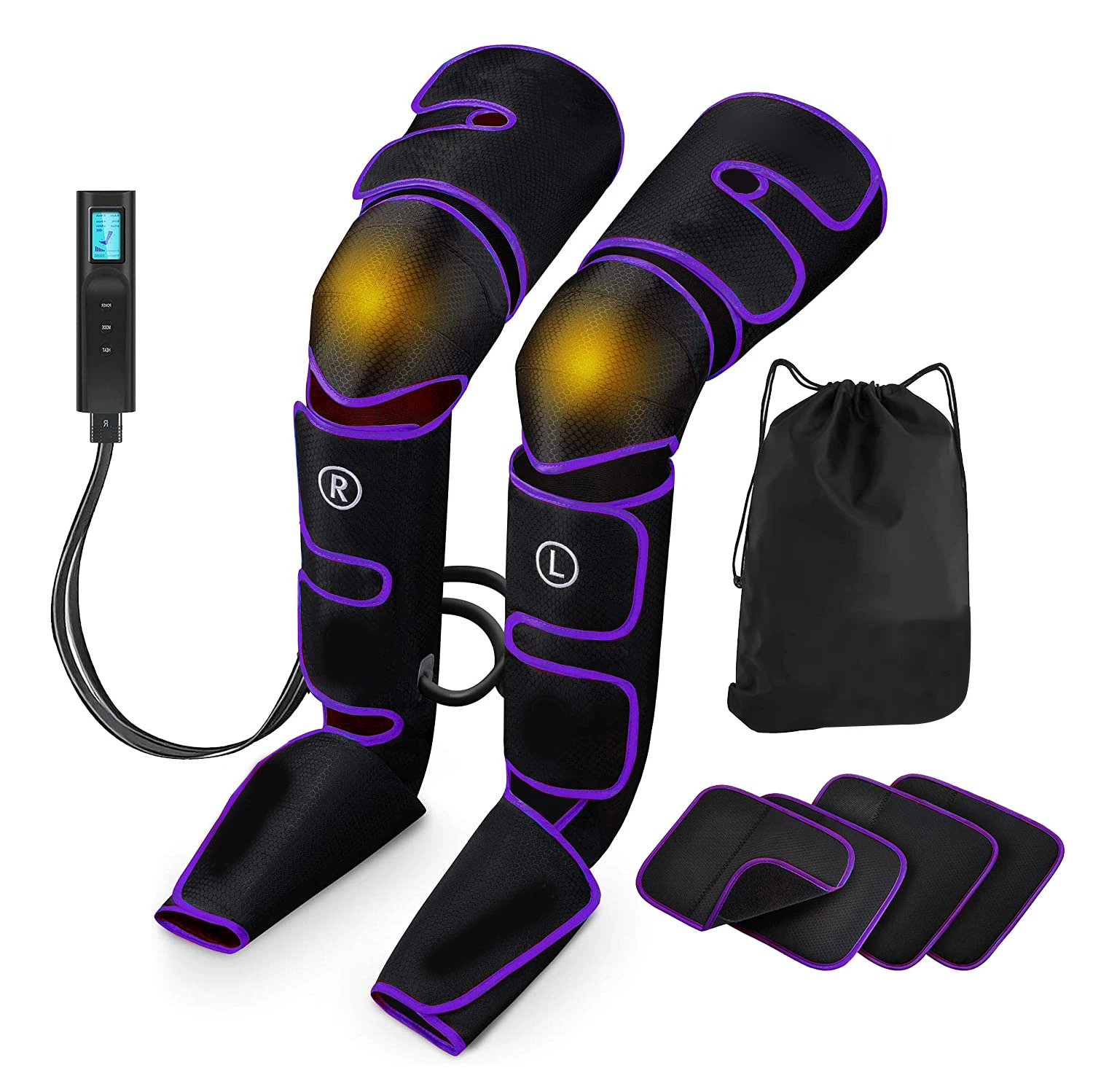 Air Wave Massager Pressure Physiotherapy Instrument Pneumatic Circulation Air Pressure Leg Massager with Knee Heat