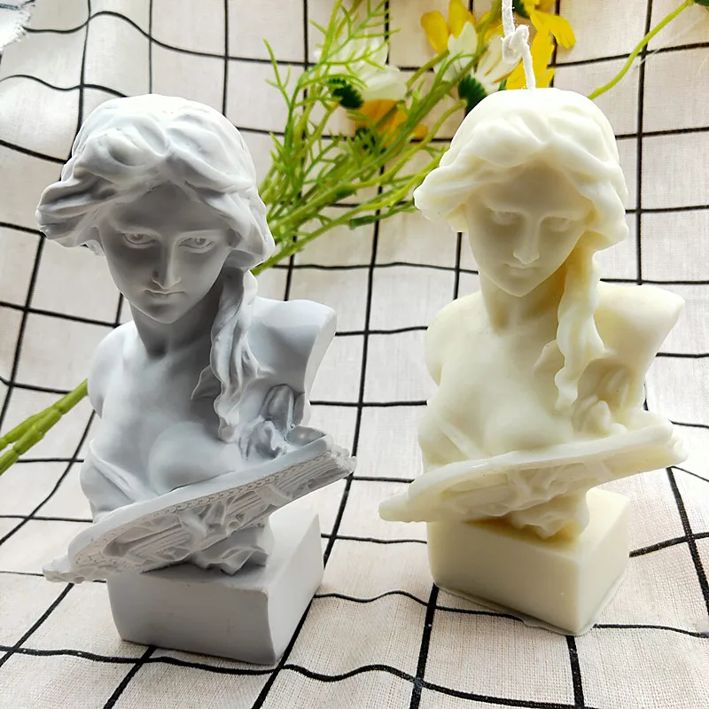 NO139 Large size mythological figure Lyre Goddess 3D DIY silicone candle mold for candle making