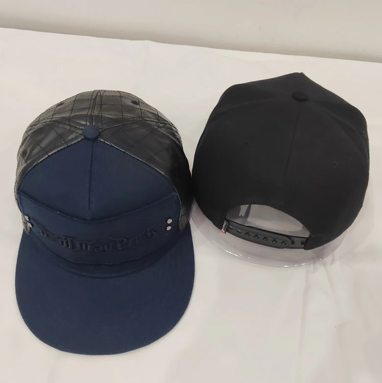 Factory Custom Rubber Patch Two Tone Snapback Hat for Men Acrylic Leather Back PVC Sublimated Patch Cool Design for Travel