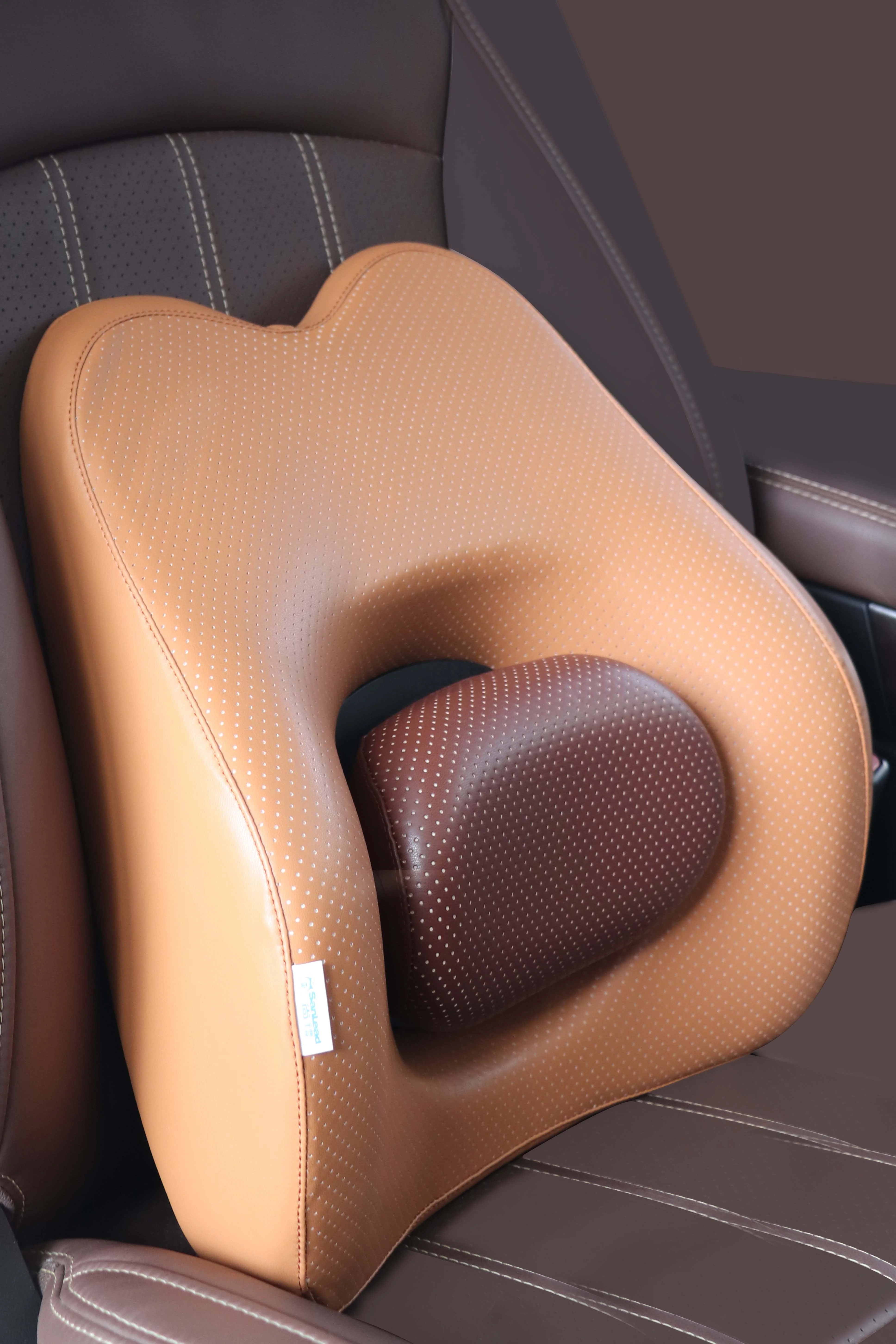 PU Leather Height Adjustable Driver Seat Lumber Sciatica Memory Foam Wedge Pillow Lumbar Back Support Cushion For Office Chair