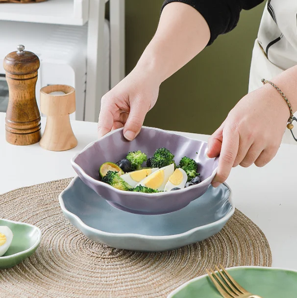 Nordic Ceramic Dinner Porcelain Set Color Glaze Dinner Set Luxury Plates Dinner Ware Plates Set