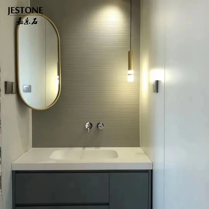 Modern Custom Made Bathroom Corians Solid Surface Kitchen Integrated Vanity Sinks