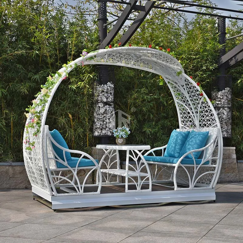 Derong Supplier Leisure Garden Rattan Swing High Quality Leaf Shape Rocking Chair Furniture