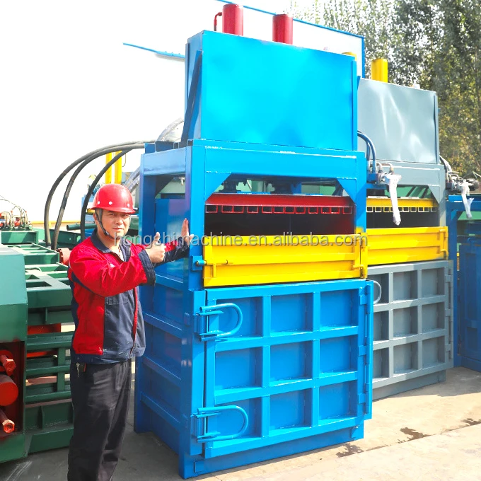 Semi Automatic Vertical Garbage Station Scrap Baler Hydraulic Baling Press Machine Cardboard Plastic 60T Baler Compactor