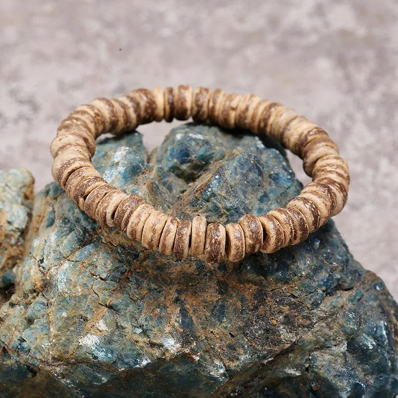 Trendy Unisex Multi-Layer with Turquoise Wood Bead and Coconut Shell Chip Geometric Shape Bracelet Set