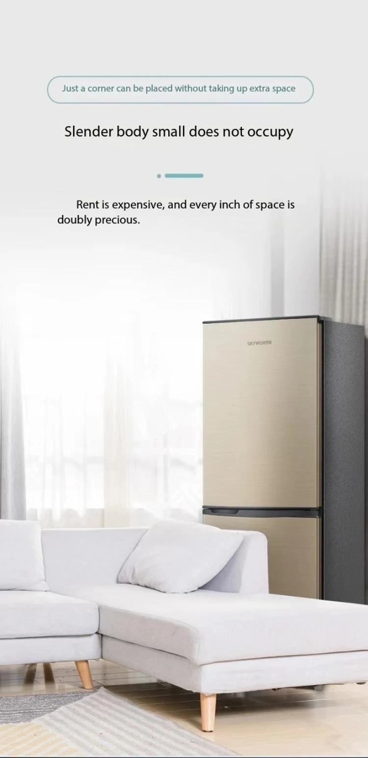 Energy-Saving 170L Brown Two-Door Compact Portable Small Refrigerator New Electric Bass Straight Ice Box Compressor Adjustment