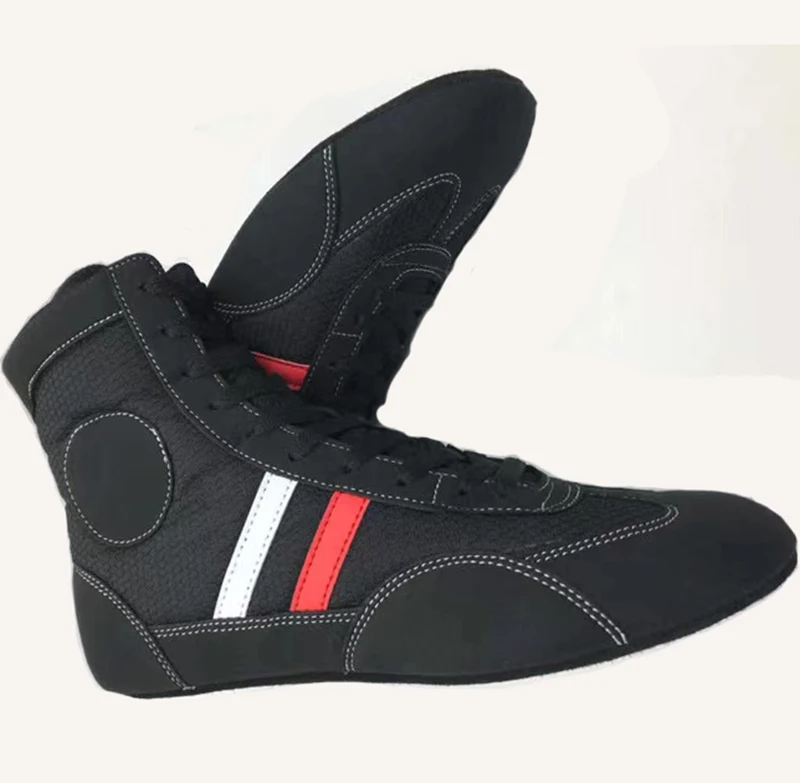 Дышащие Черные боксерские ботинки для тренировок по борьбе