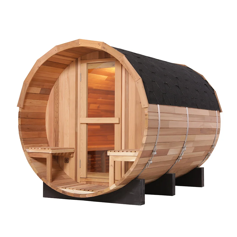 Supang Wholesale Canadian Hemlock/Cedar Traditional Steam Sauna Room Barrel Sauna Outdoor Sauna for sale