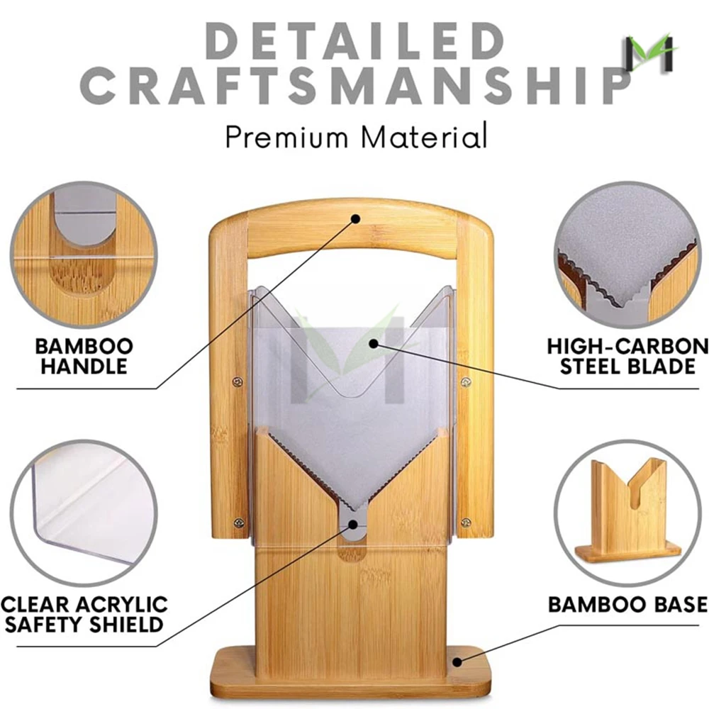 Easy and Safe to Use Bread Slicer Guide Bamboo Wooden Commercial Manual Bagel Slicer