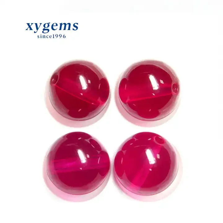 XY Gems Nice Quality Synthetic red corundum perforated ruby ball price of ruby beads gemstone 5# 5mm