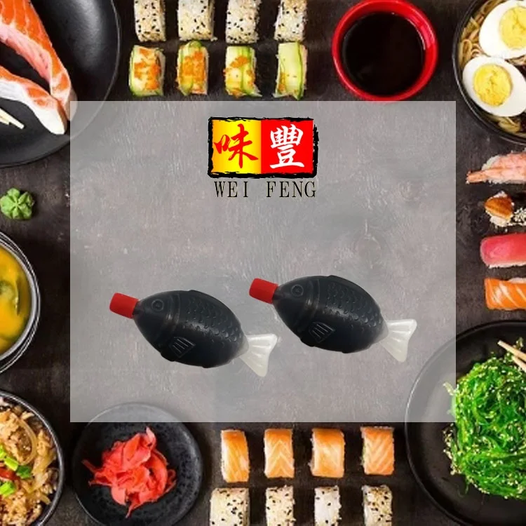 Небольшая пластиковая бутылка с сертификатом HALAL HACCP Сладкий соевый соус Shoyu в форме рыбы для японских