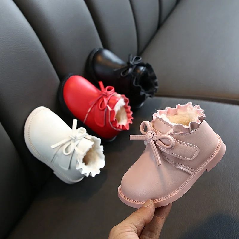 Осенне-зимние новые корейские Детские хлопковые ботинки с мягкой подошвой оптом плюс бархатные теплые детские зимние ботинки для девочек