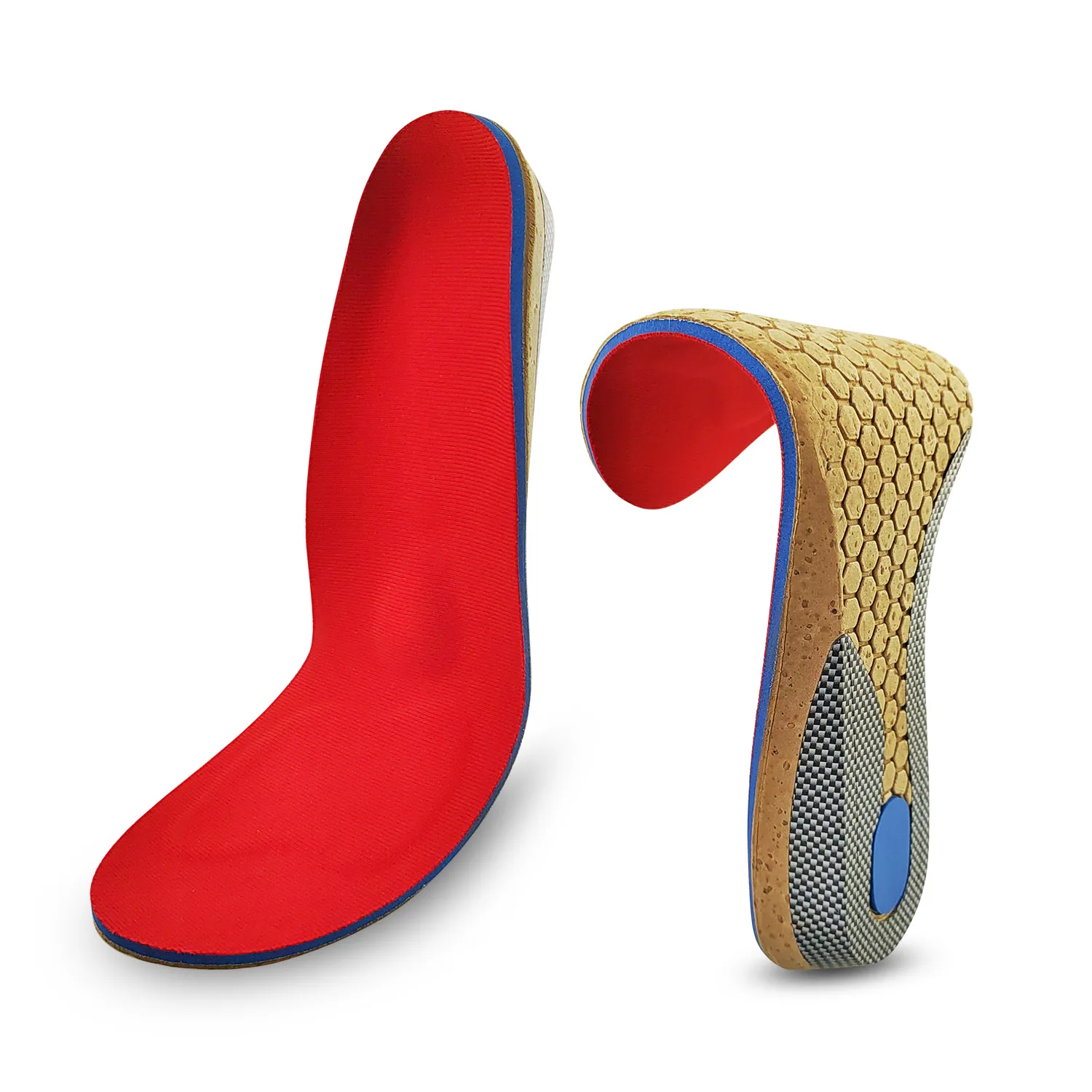 Arch Support Flat Foot Orthopedic Sneaker Inserts Insole Carbon Fiber Gel Poron Orthotic Sports Shoes Cork Insoles