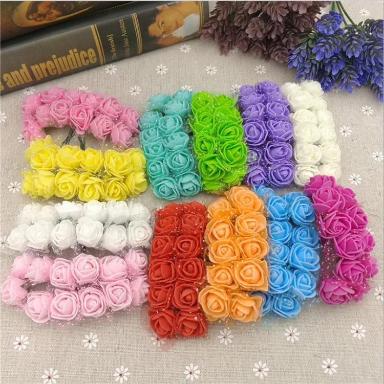 Mini Size Artificial Roses  2.5cm Pe Roses 144pcs /box Foam Rose Head
