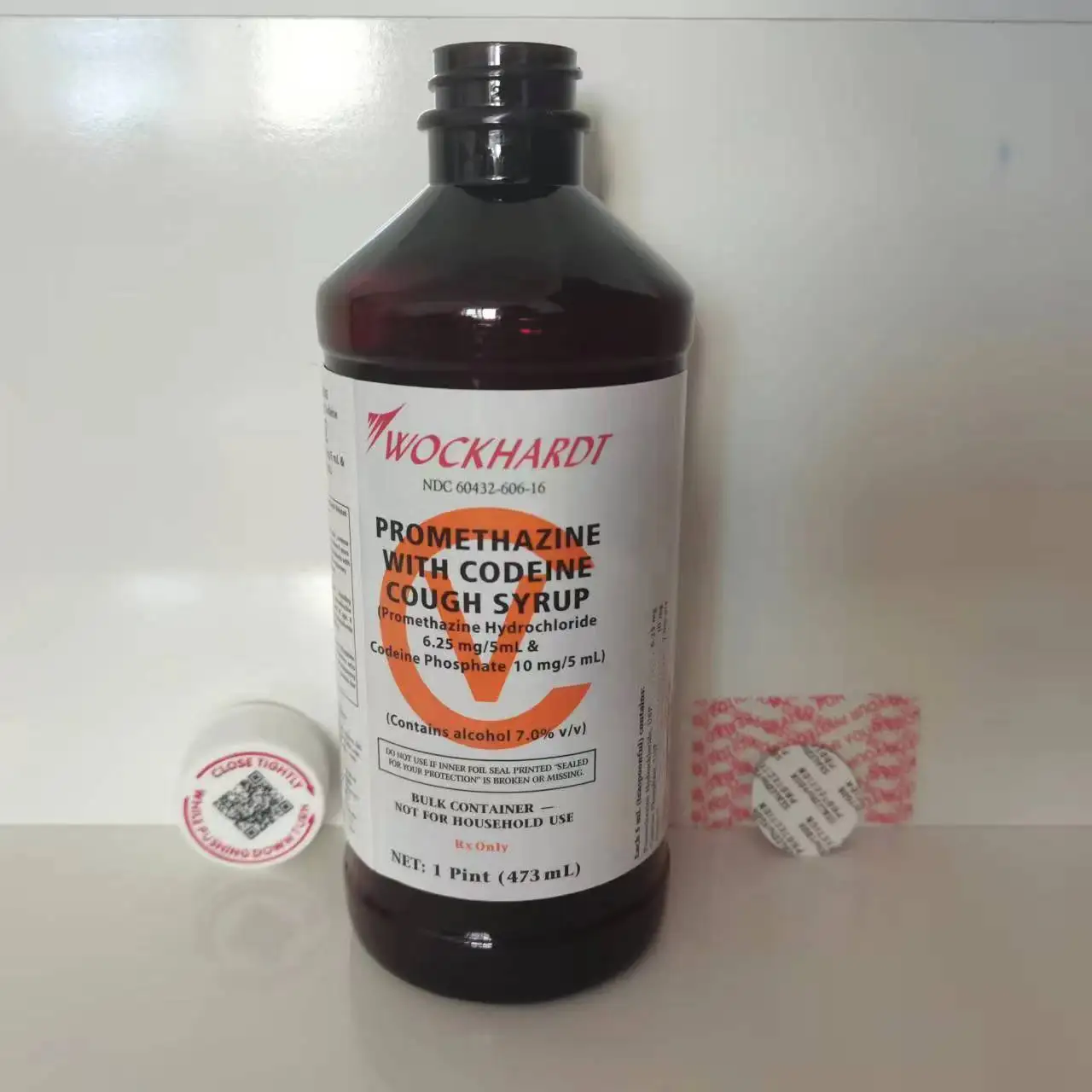 16oz 500ml Empty Wockhardt Cough Syrup  Booklets Brand Amber Plastic Bottle with Qr code cap and Sealed For Your protection