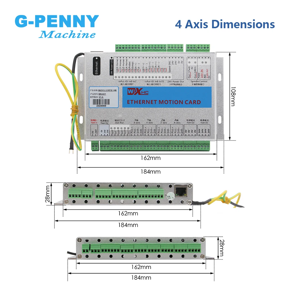 XHC Ethernet 2000KHZ Frequency For stepper motor/servo 4 axis machine cnc motion Controller board