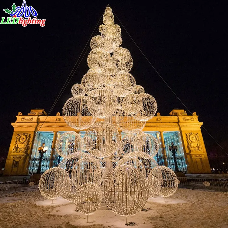 Popular Giant Commercial Decorative Outdoor lighted Christmas Ball Tree