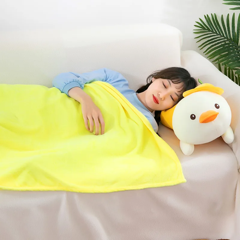 Multifunctional Stuffed Plush Toy Cute Lion Duck Deer Sleeping Pillow Toy Animal With Blanket Soft Toy For Kids