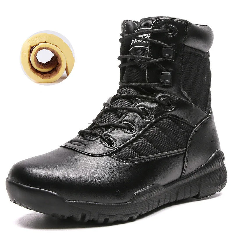 
Mens Military Black Combat Patrol Boots Tan Side Zip Delta Lightweight Tactical Boots 