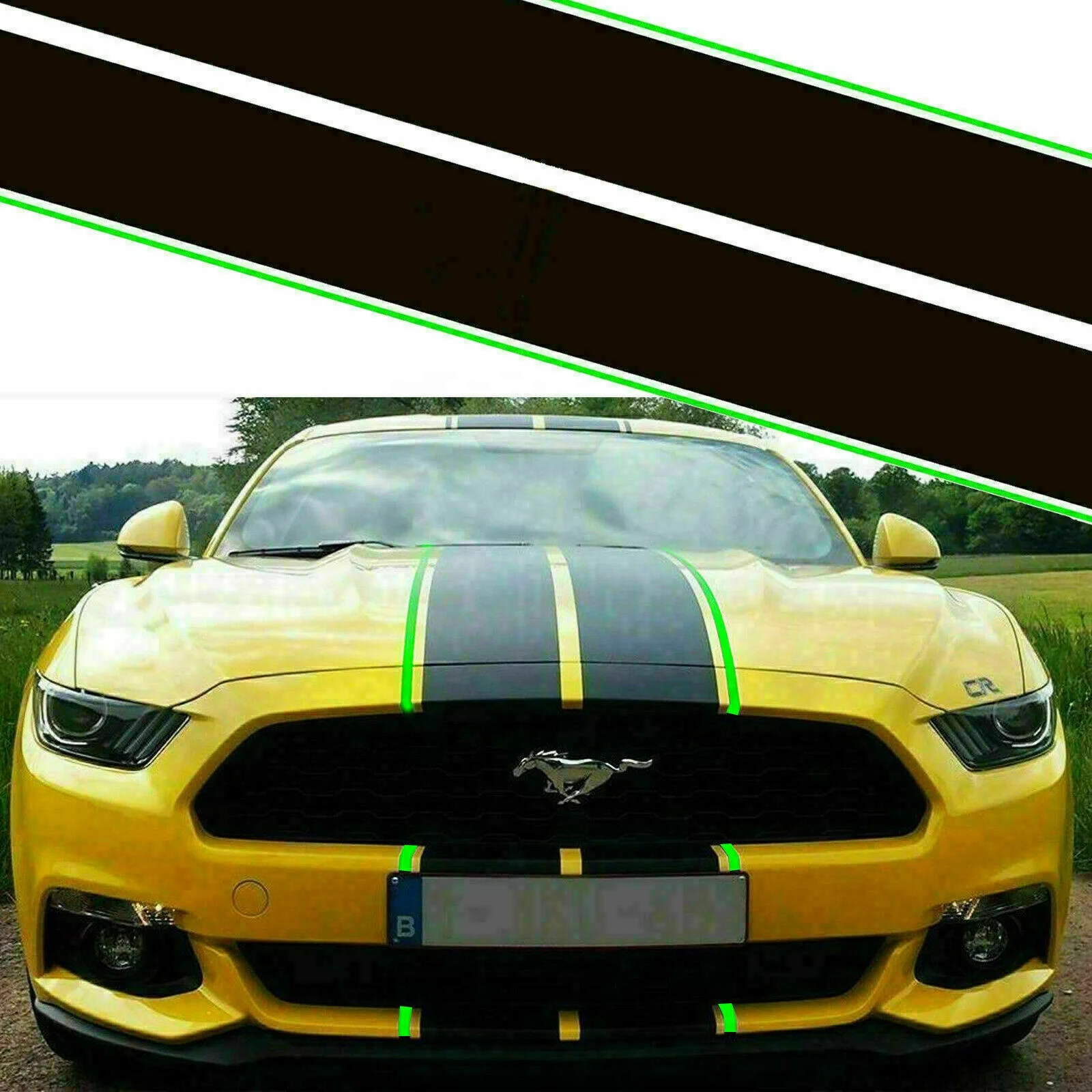 Sporty Racing Stripe Hood Roof Trunk Decor Stickers For Ford Mustang 2015-2020