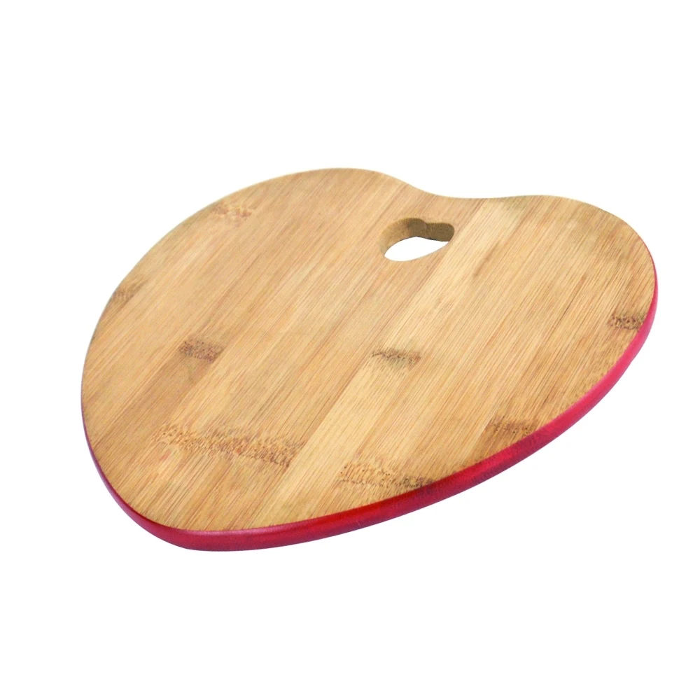 Wholesale/Custom New Design Heart Shape Bamboo Cutting Board with Hole Kitchen Chopoing Block Serving Fruit Pizza Cheese Board