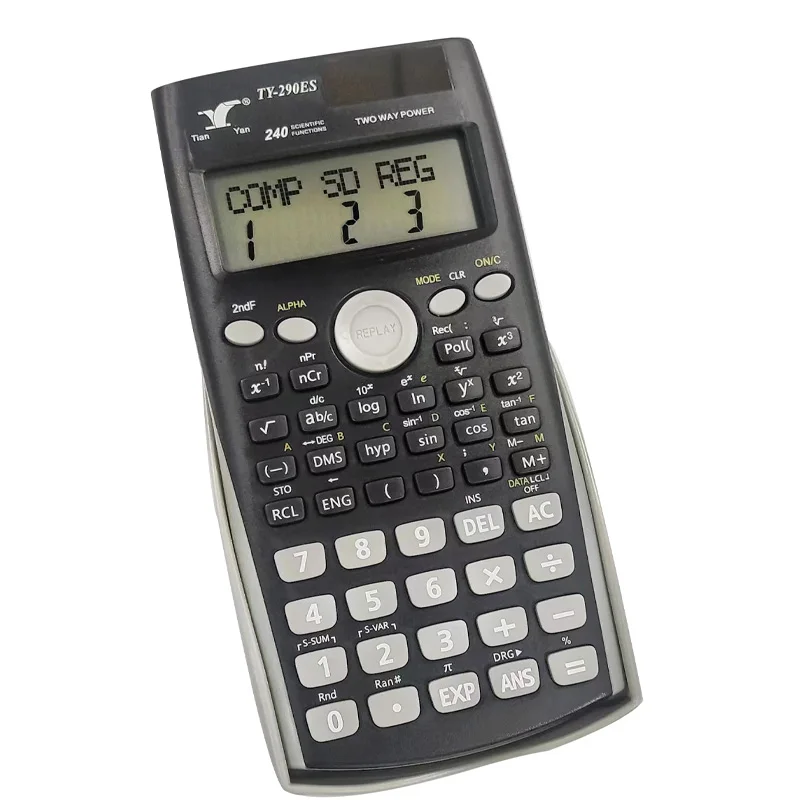 Hot Sell 240 Functions Portable Scientific Calculator  Two Way Supply Two Lines Display Scientific Calculator