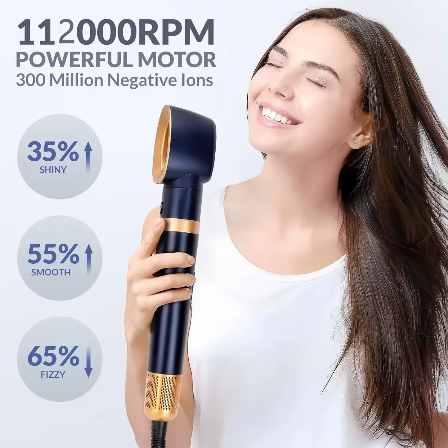 Revair Reverse Hair Dryer Straightener 8 In 1 Electric Hair Dryer Blow Hair Curler Hot Comb For Home Salon With Leather Case