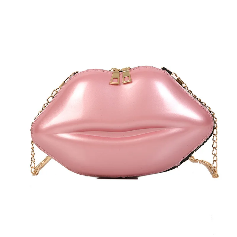 
Wholesale small girl new clutch bag Korean style candy color lips personality chain shoulder messenger bag 